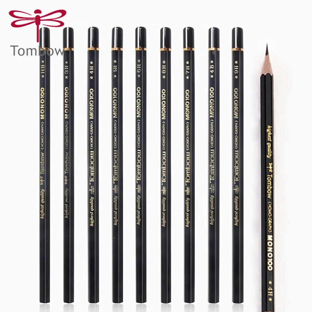 6pcs Japan Tombow Drawing Pencil Professional Sketching Student Art Writing Black Lead MONO-100 asta di legno Art Supplies 1