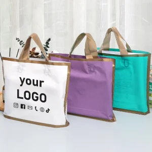 30/50/100 pezzi sacchetti per la spesa con logo personalizzato con manici sacchetti regalo in plastica sacchetti per imballaggio per eventi di negozi di abbigliamento per feste di matrimonio 1