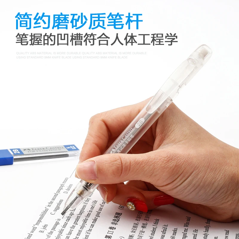 FABER CASTELL Piombo Piatto 1.8mm Per Esame Matita Meccanica 2B Set Con Ricariche, Gomma Bozza Disegno Arte Schizzi Calligrafia 6