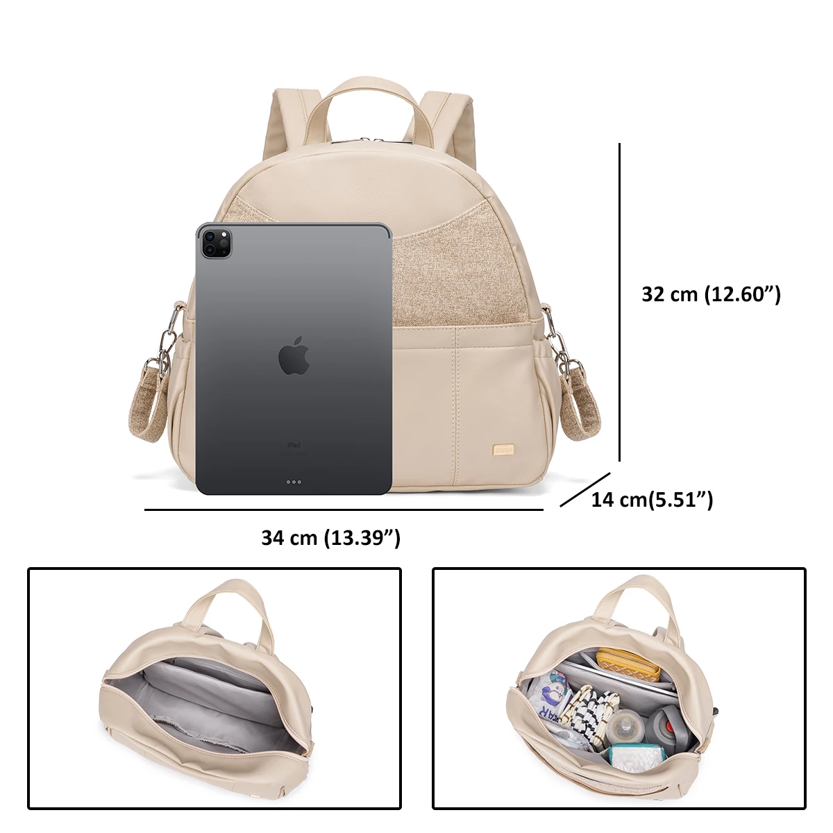 Soboba Zaino per pannolini da donna Borsa per fasciatoio multifunzionale di grande capacità con 2 cinghie può appendere al passeggino 3