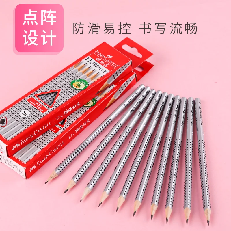 FABER CASTELL Caratteristiche Matita Triangolo Asta Reticolo HB 2B Disegno Matita per scrivere per Studenti Materiale scolastico 4
