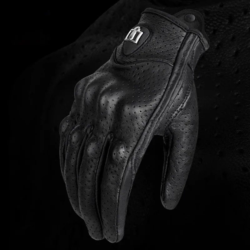 Guanti da moto in vera pelle traforata retrò Guanti impermeabili da moto Equipaggiamenti protettivi per moto Guanti da motocross regalo 4