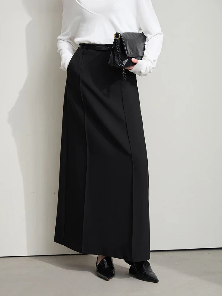 Amii Minimalista Solido Pendolari Versatile Elegante Micro Elastico Gonna Lunga 2025 Autunno delle Donne Nuova Gonna di Cotone Tessuto 12551004 4