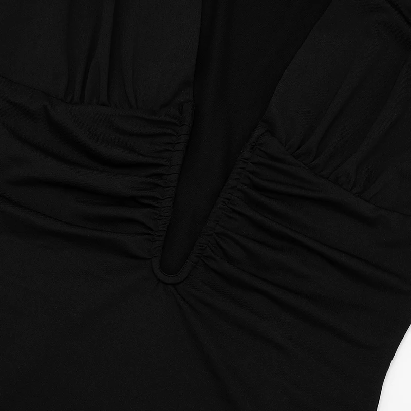 CUTENOVA Abiti autunnali Donna Sexy Profondo scollo a V Scava fuori Manica lunga Vita raccolta Mini abito che abbraccia l'anca per la festa elegante della signora 6