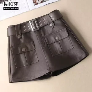 Pantaloni alla moda tutto-fiammifero patchwork tascabile Gonna Autunno Inverno Solid High Street Slim Mezze gonne Temperamento casual Abbigliamento donna 1