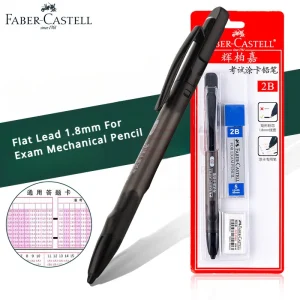FABER CASTELL Piombo Piatto 1.8mm Per Esame Matita Meccanica 2B Set Con Ricariche, Gomma Bozza Disegno Arte Schizzi Calligrafia 1