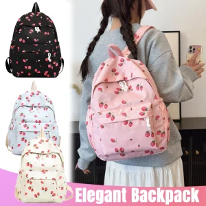 Zaino a forma di fragola Nuovo zaino estivo Zaino per ragazze da donna Borsa per computer per studenti di moda semplice di grande capacità 1