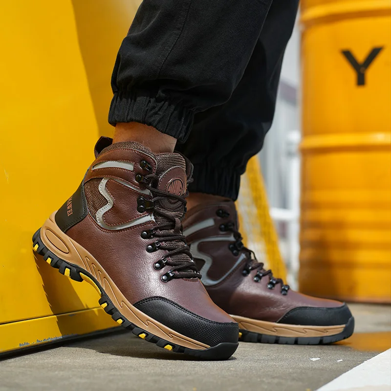 Scarpe antinfortunistiche con fibbia rotante da uomo nuove Stivali da lavoro leggeri anti-impatto anti-piercing Scarpe sportive indistruttibili di moda 4