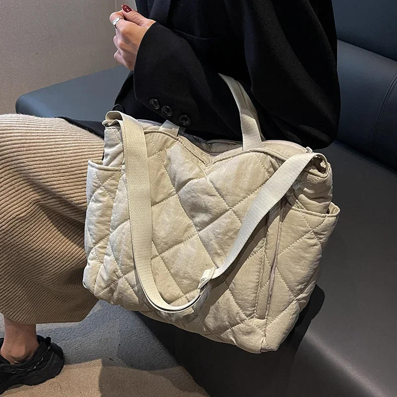 Borsa per mamma di grande capacità per donna Totes Borse per pannolini per bambini Borse per la spesa per maternità da donna in cotone a spalla 3