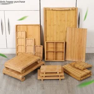 Rettangolare di Bambù Cena Piatto di Casa Uso Ristorante Cena Piatto di Pallet di Legno Piatto Piatto Piatto di Sushi Piatto Piatto Condimento Divisore Da Tavola Vassoio 1