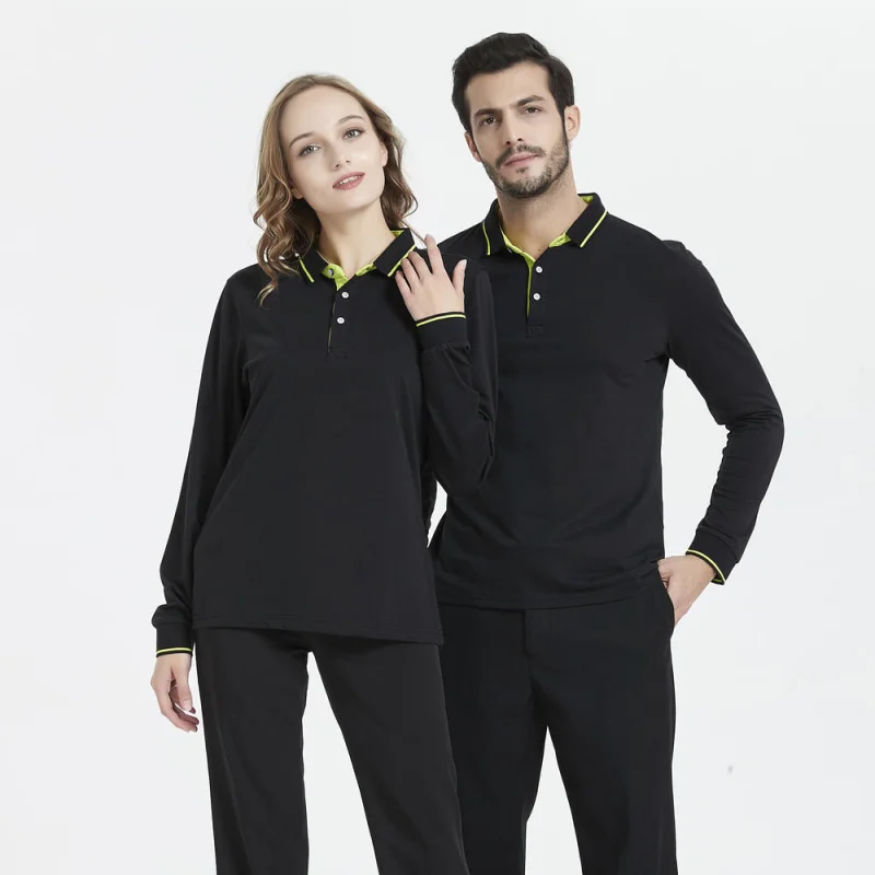 Polo in cotone a maniche lunghe, T-shirt, logo stampato personalizzato, camicia a maniche lunghe ricamata da uomo e da donna primaverile e autunnale 2