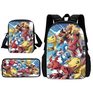 Zaino scolastico per bambini Cartoon Digimon con borsa a tracolla Borse per matite Borse da scuola per ragazzi e ragazze Miglior regalo 1