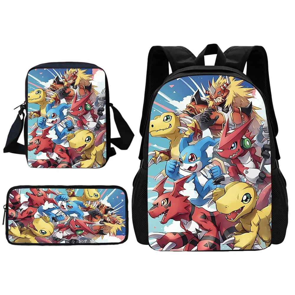 Zaino scolastico per bambini Cartoon Digimon con borsa a tracolla Borse per matite Borse da scuola per ragazzi e ragazze Miglior regalo 1