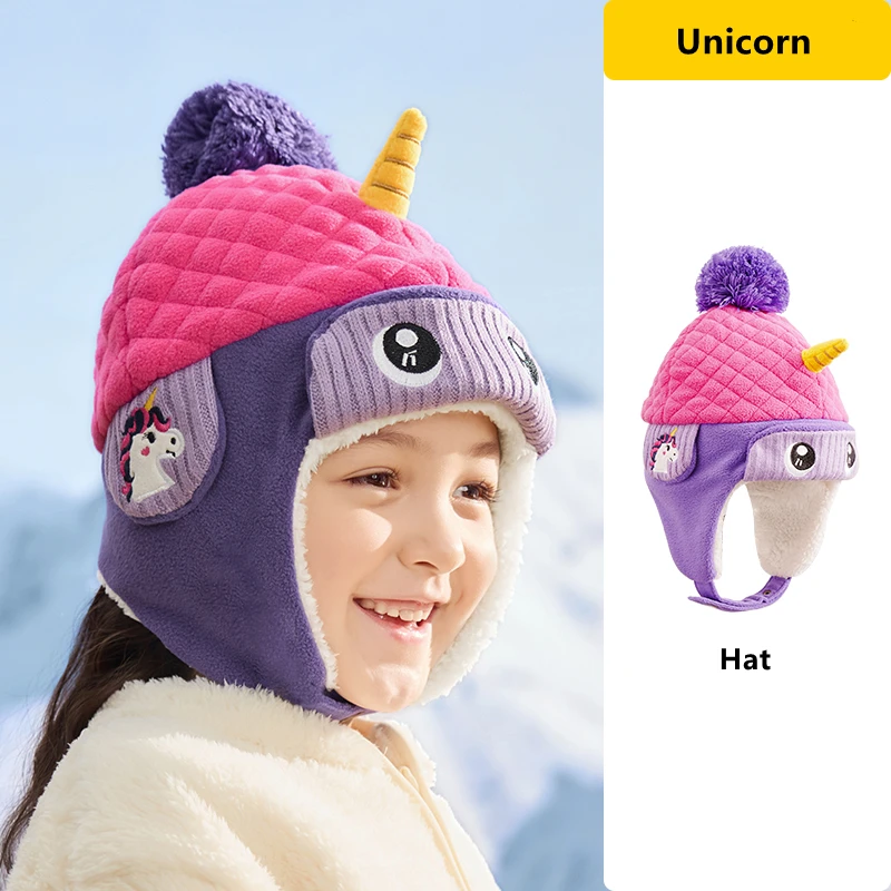 Dinosauro del fumetto Unicorno Bambini Cappello caldo Sciarpa Set Bambini Autunno Inverno Cappello Berretto morbido Cappello di protezione per le orecchie Per le ragazze dei ragazzi 3