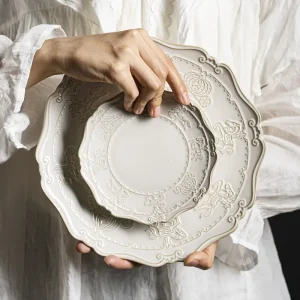 Piatti e ciotole in ceramica retrò Trojan Relief Tazza da caffè retrò creativa, piatto da pranzo per pasta, piatti da dessert, stoviglie per la casa, Fren 1