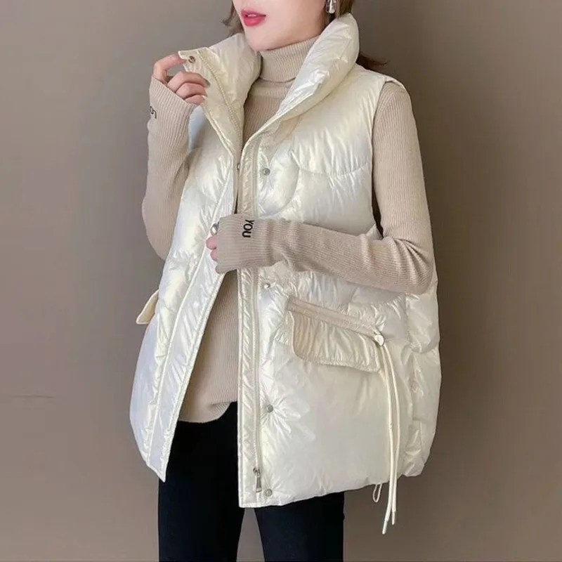 2025 Nuovo Giù Gilet di Cotone Delle Donne Autunno Inverno Parka Addensare Caldo Gilet Imbottito di Cotone Cappotto Femminile Senza Maniche Puffer Gilet 2