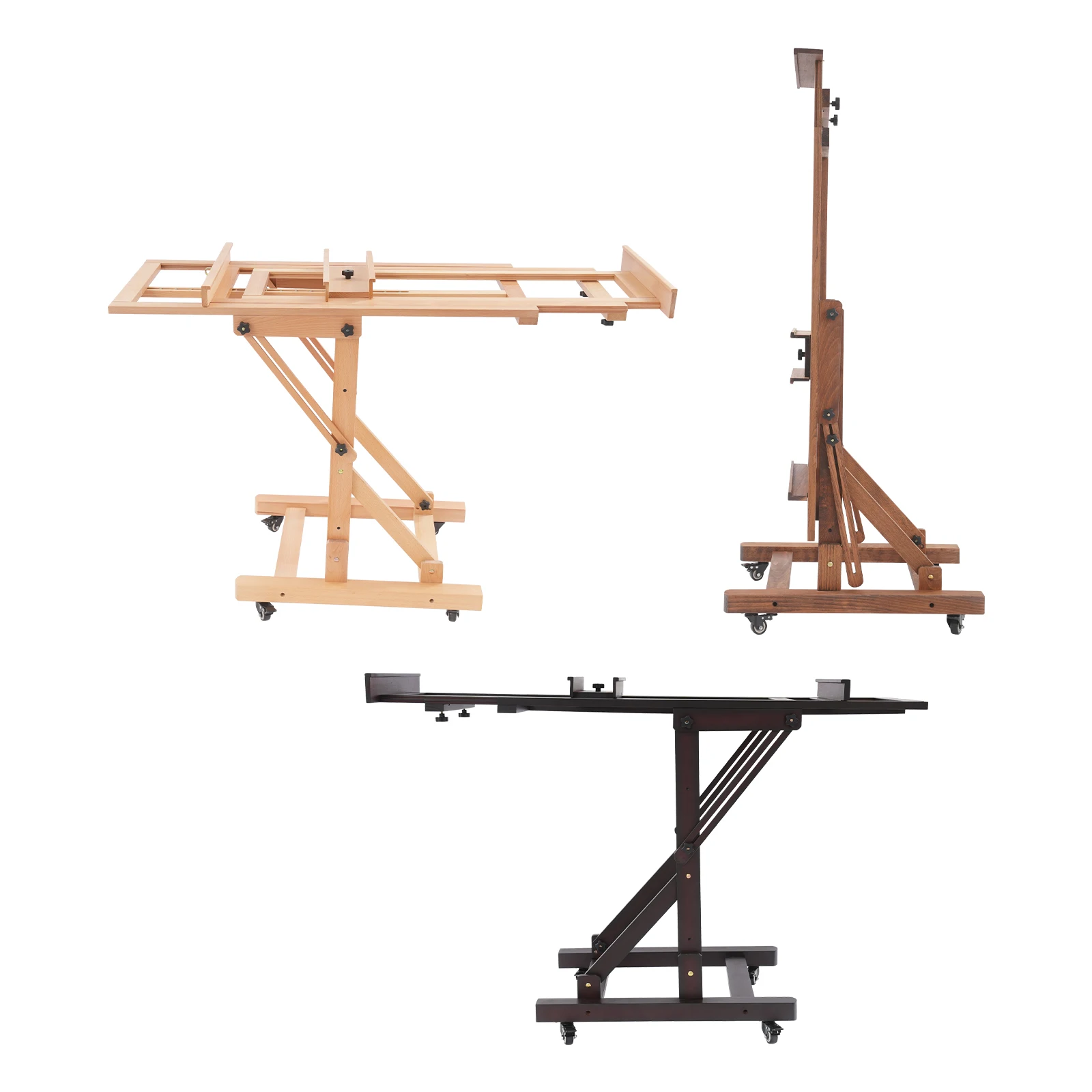 Cavalletto per artisti professionisti orizzontale verticale a doppio uso 60x65x140-300CM Angolo di altezza regolabile in legno massello per aula d'arte 6