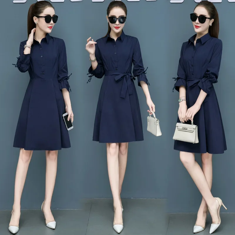 Abito da donna rosso a maniche lunghe Giallo Primavera Autunno Stile Abito da sera al ginocchio Gonna formale da donna in fibra di poliestere 4