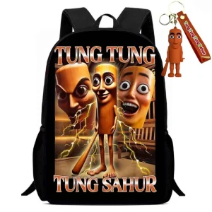 Divertente zaino da scuola italiano Brainrot Borsa da scuola impermeabile di grande capacità Elementare Tung Saur Shark per regalo per il ritorno a scuola del bambino 1