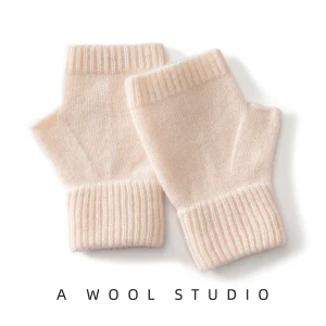 Guanti mezze dita in morbida lana merino al 100% invernale da donna Guanti senza dita lavorati a maglia caldi Guanti da polso Script15CM 1