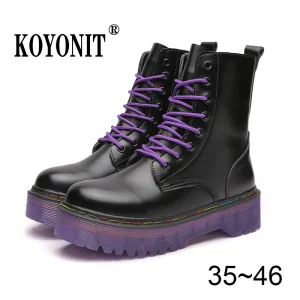 Donna uomo aumento stivali 2022 moda vera pelle stivaletti viola per donna Casual moto scarpe di lusso inverno caldo 1