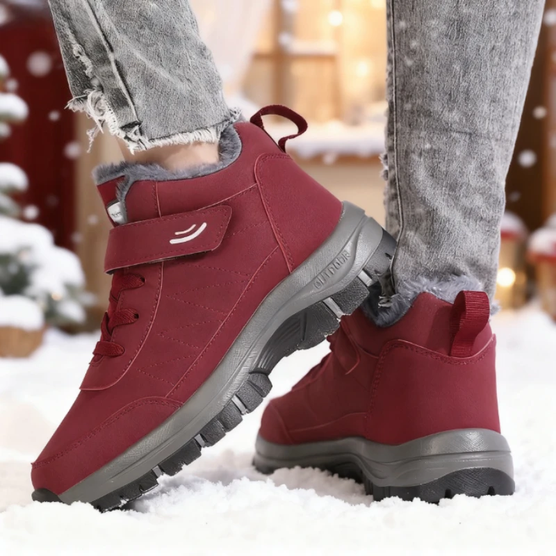 Scarpe da ginnastica da donna alla moda per l'autunno e l'inverno Comfort foderate antiscivolo con suola morbida Scarpe per anziani Nuove scarpe da ginnastica piatte da passeggio calde 5