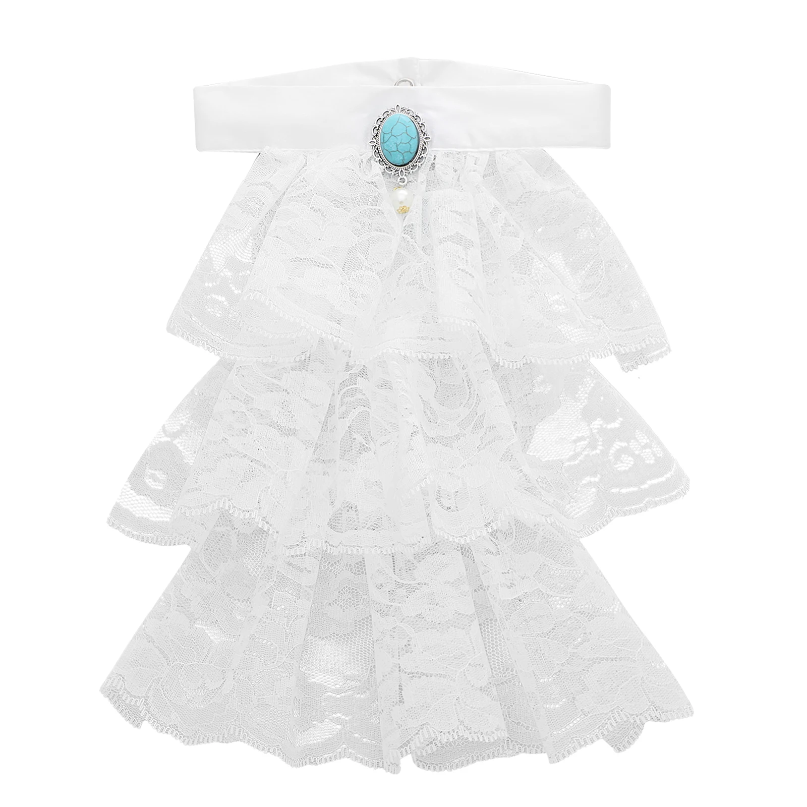 Donne staccabili arruffato pizzo Jabot Vintage vittoriano colletto finto mezza camicia camicetta girocollo girocollo Clubwear colletto Steampunk 4