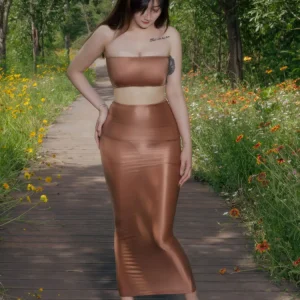 Fasciatura vedere attraverso il doppio uso vestito a matita stretto Backless trasparente aderente Tee Dress moda senza spalline Wrap Dress donna 1