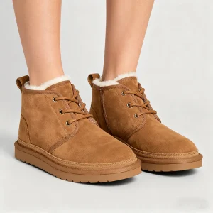 Crestar Stivali da neve invernali in pelle scamosciata da donna Outdoor Accoglienti Tenere al caldo Stivali corti invernali foderati in pelliccia Stivali da donna in cotone con suola morbida antiscivolo 1