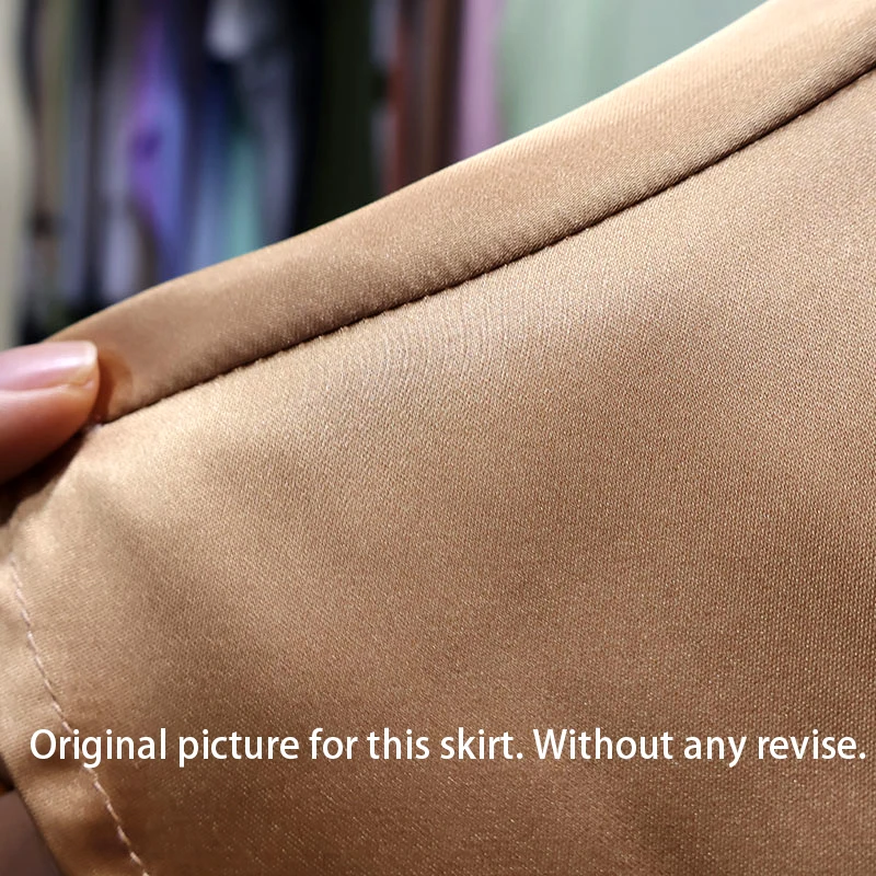 Gonna longuette a pieghe tinta unita in raso moda donna Gonna longuette vintage a metà elastica in vita femminile Chic Lady Gonna a tubino coreana come la seta 6