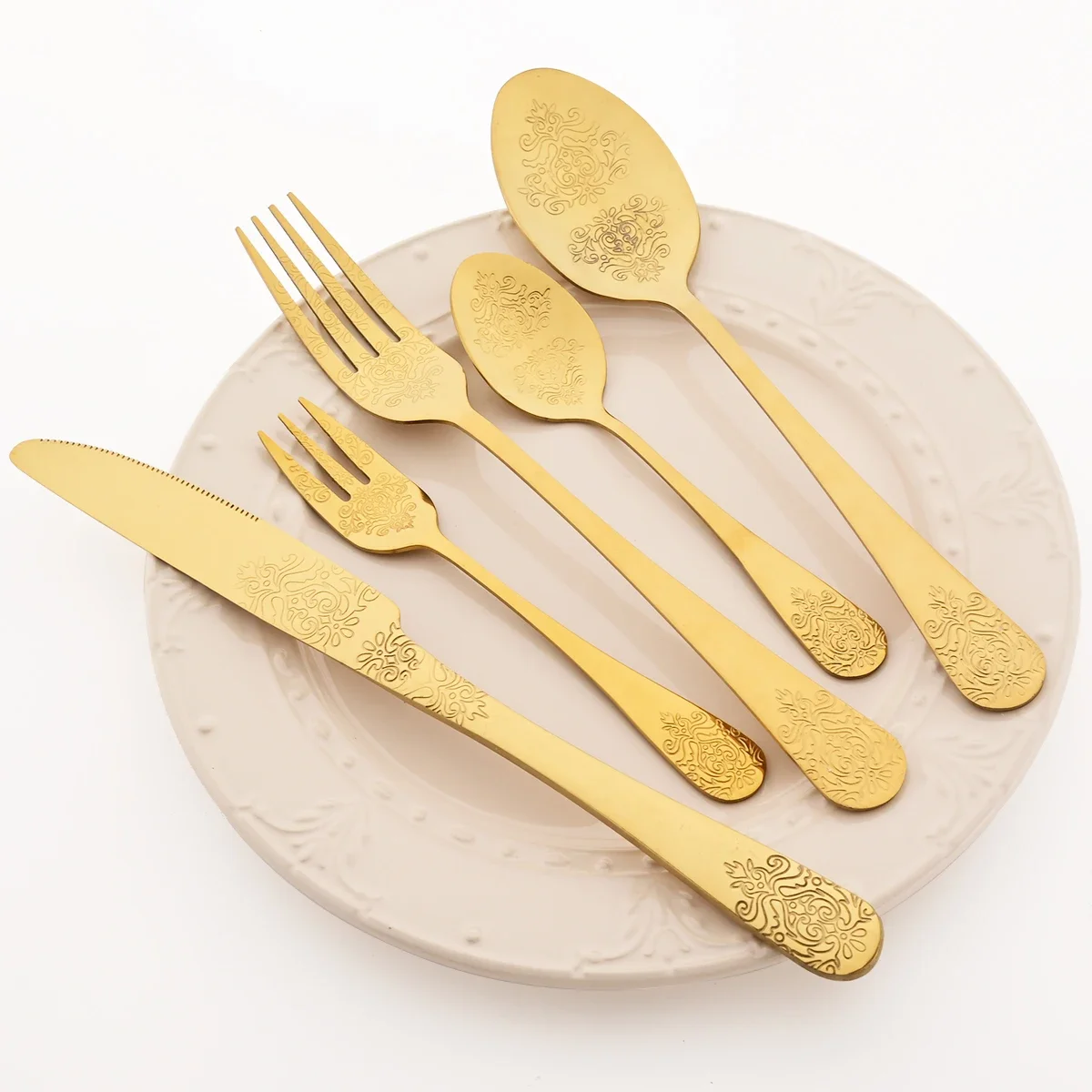 20 pezzi set di stoviglie in argento coltello da intaglio creativo forchetta cucchiaio posate specchio posate retrò in acciaio inossidabile stoviglie da cucina 5