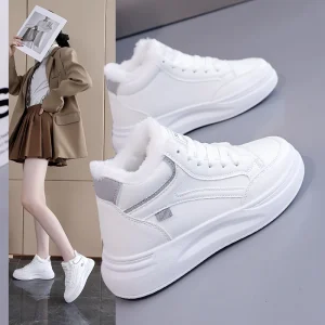Scarpe da donna invernali comode scarpe casual calde piatte antiscivolo scarpe sportive casual calde in peluche da esterno sneakers taglia 35-43 1