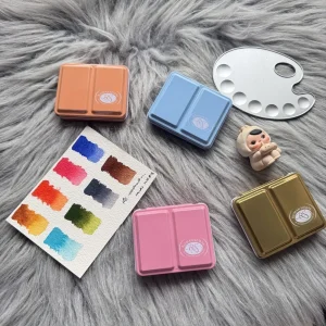 ROMAN SZMAL ARTISTS MINI Scatola di metallo 8 Mezze vaschette Colore portatile Solido Pittura ad acquerello Disegno Forniture Schizzi Aquarelle 1