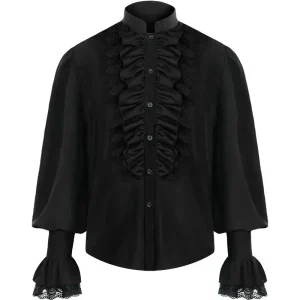 Camicia da pirata da uomo Vampiro rinascimentale vittoriano Steampunk gotico increspato medievale costume cosplay di Halloween abbigliamento chemise top 1