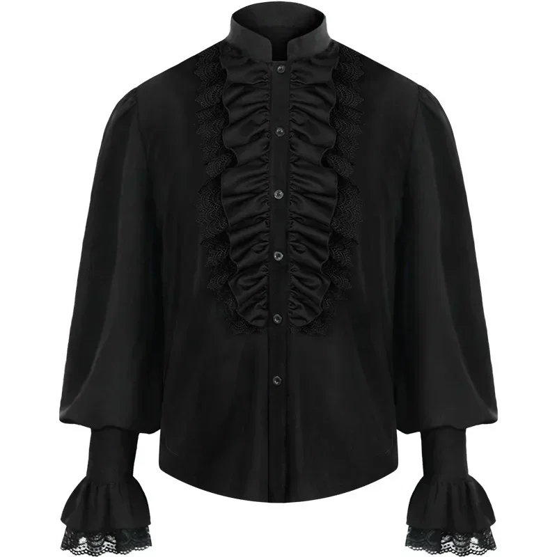 Camicia da pirata da uomo Vampiro rinascimentale vittoriano Steampunk gotico increspato medievale costume cosplay di Halloween abbigliamento chemise top 1