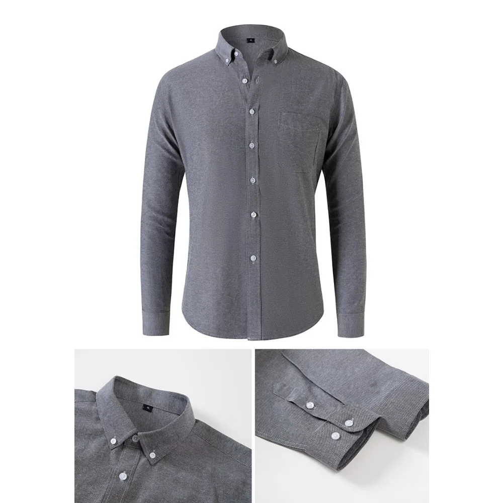 Camicie Oxford da uomo Primavera Autunno Camicia formale a maniche lunghe da uomo in stile giapponese Camicie casual da uomo Tinta unita 5