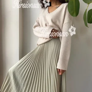 Hirsionsan gonne A pieghe donna 2023 autunno nuova moda coreana Vintage Solid A Line gonna per Lady Chic elegante gonna Midi 1