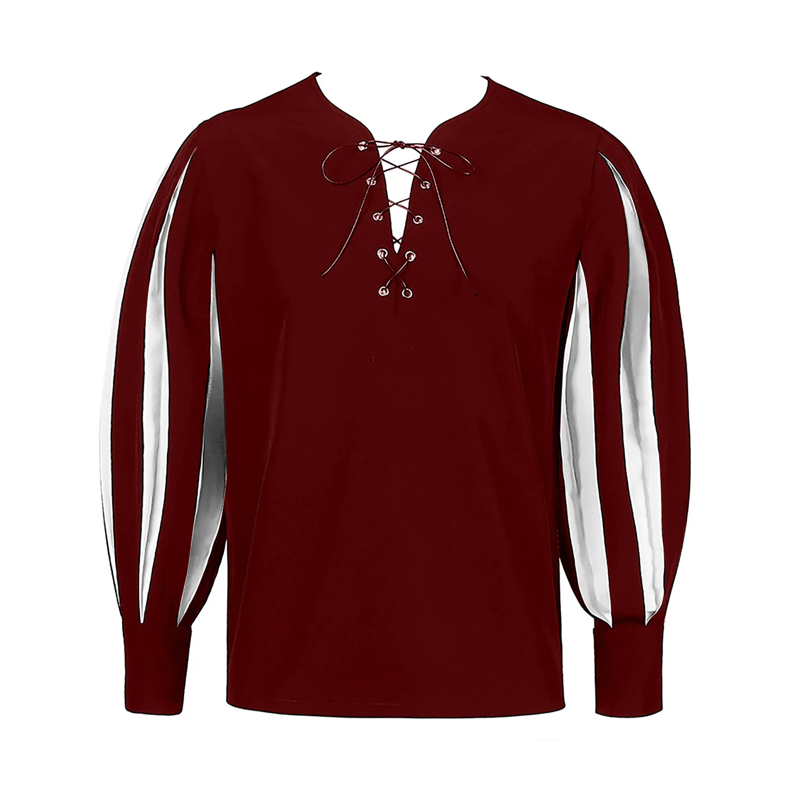 Top da uomo gotico con lacci a contrasto scuro, casual, vintage, medievale, rinascimentale, abiti larghi e morbidi, camicia a maniche lunghe con cintura 1