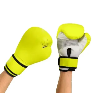Guanti da boxe gialli da 4 OZ Guanti da combattimento professionali per adulti Sanda Muay Thai Uomini e donne Sacchi di sabbia da allenamento Lotta libera MMA 1