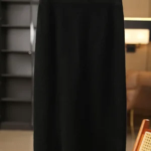 Donna Autunno Inverno Semplicità Basic 100% lana merino lavorata a maglia gonna a mezza lunghezza moda solido morbido e confortevole stile francese 1