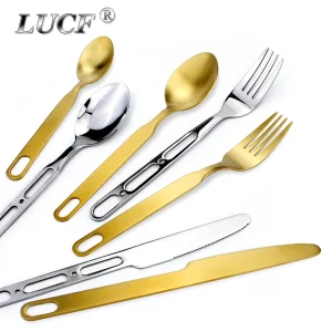 Pratiche posate appese 4 In 1 Set specchio In acciaio inossidabile/smalto opaco pratico utensili da tavola con anello per la cucina di casa 1