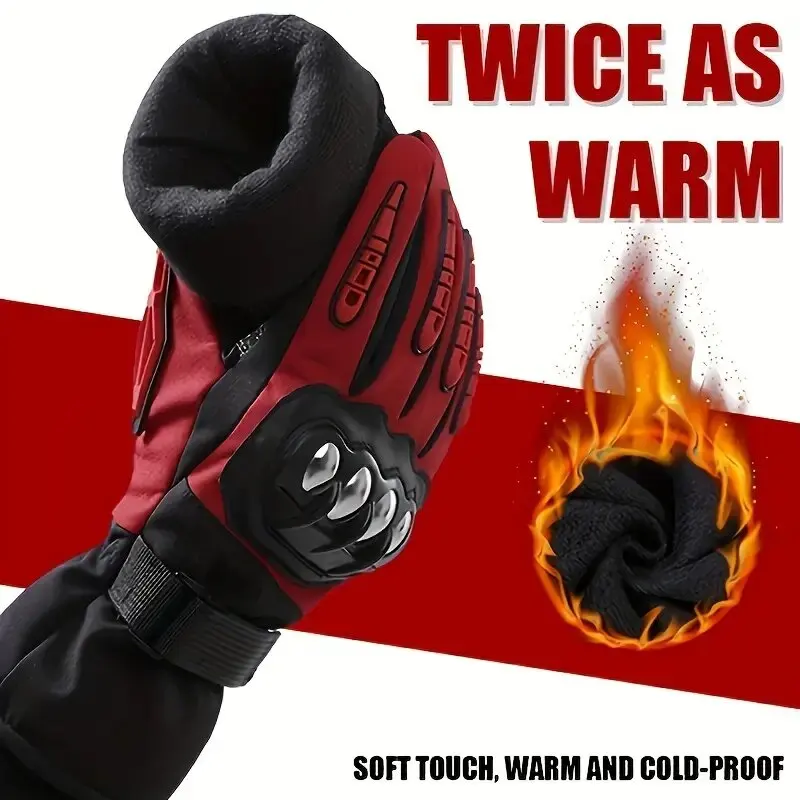 Guanti da moto antivento impermeabili da corsa in pelle calda invernale per ciclismo, bicicletta, equitazione, guanti di protezione dal freddo 2