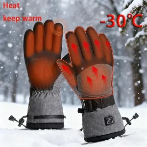 Guanti impermeabili riscaldanti per sport invernali all'aria aperta per sci da uomo, moto, equitazione, guanti a dita intere in cotone caldo e spesso 1