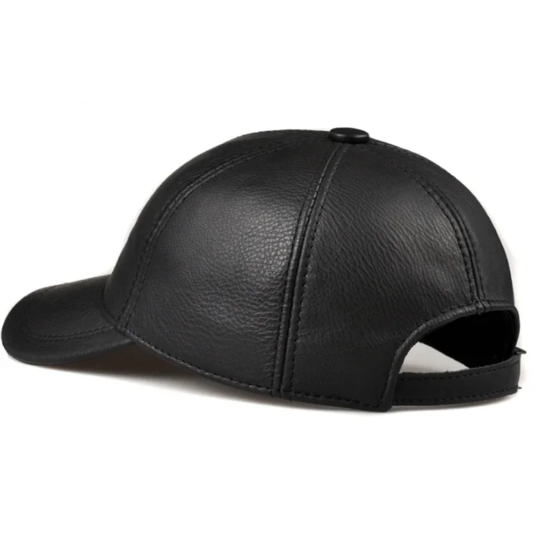 Vendite Uomini invernali marrone/nero Colore Berretti da baseball in vera pelle Uomo Donna Gioventù Lingua d'anatra Cappelli Wamr Hip Pop Bonnet Femme 5