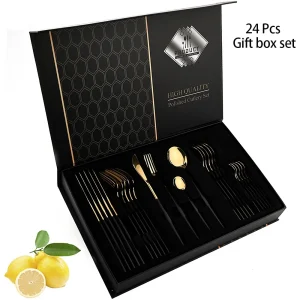 Set di stoviglie da 24 pezzi posate in acciaio inossidabile cucchiaio forchetta coltello specchio stoviglie cucina posate occidentali Set di scatole regalo posate 1
