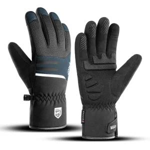 Guanti da ciclismo impermeabili invernali da uomo Sport all'aria aperta Corsa da moto Sci Touch Screen Guanti in pile antiscivolo Caldi dita intere 1