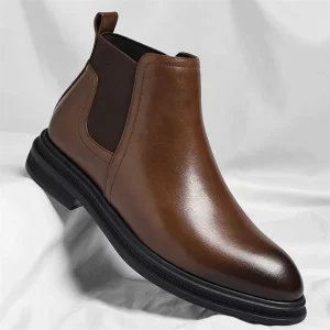 Scarpe alte stile britannico Stivaletti Chelsea da uomo alla moda Stivaletti da uomo classici con fascia elastica in pelle Autunno Inverno Botas maschili 1