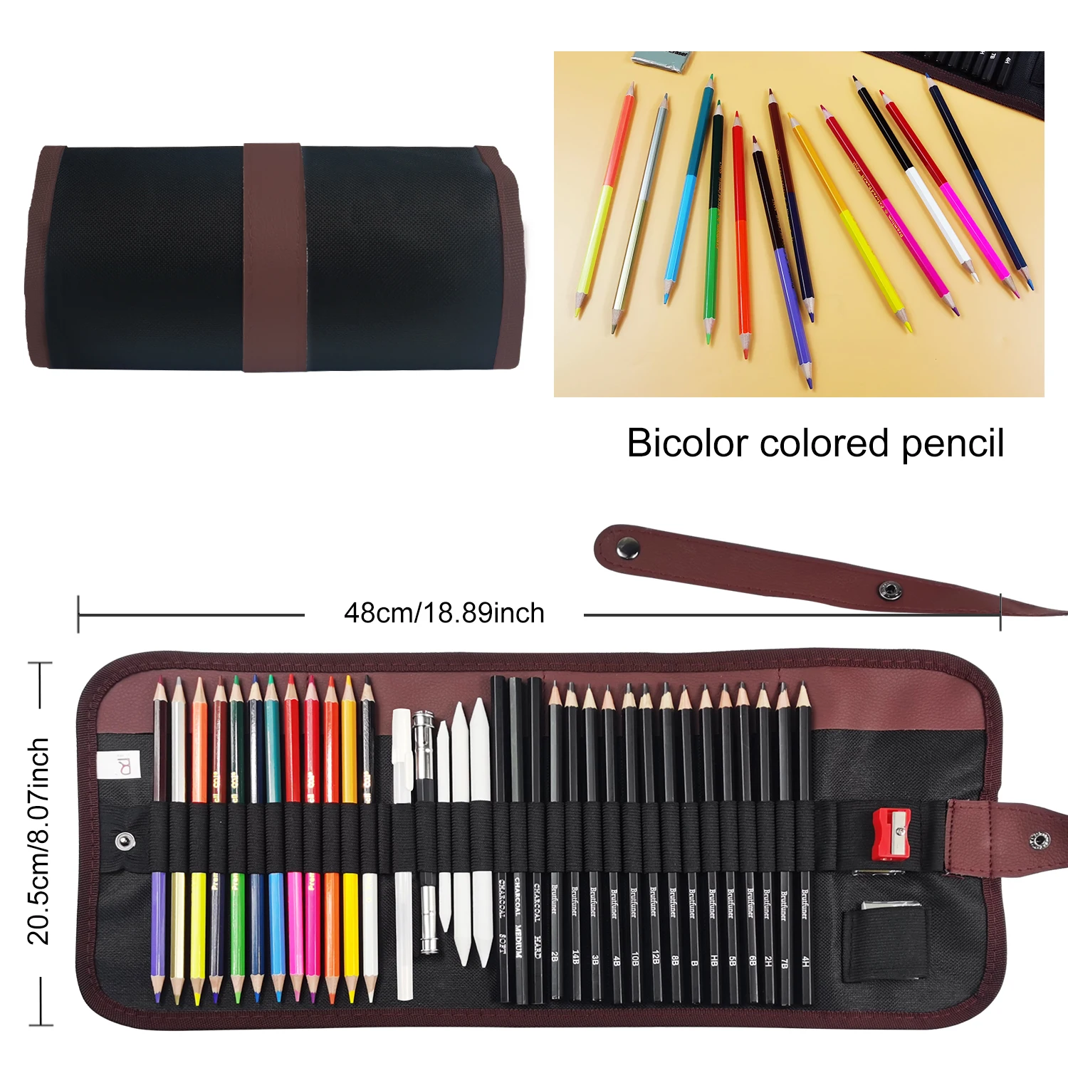 36/38/50/72Matite colorate per libri da colorare per adulti, set di matite per artisti premium, involucro di tela fatto a mano, accessori aggiuntivi inclusi 2