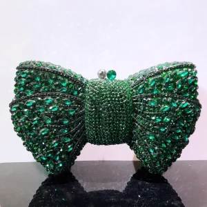 Il più nuovo strass verde/nero pochette con fiocco diamante di lusso donna pochette da sera rosse borse da sposa borsa da sposa pietre borse 1