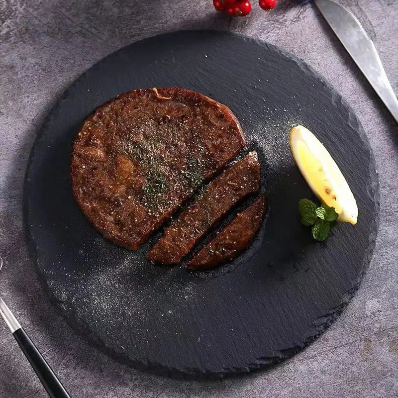 Piatto da pranzo in stile giapponese Instagram Black Rock Sushi Plate Slate Rock piatto da pranzo occidentale piatto di carne arrosto speciale 2